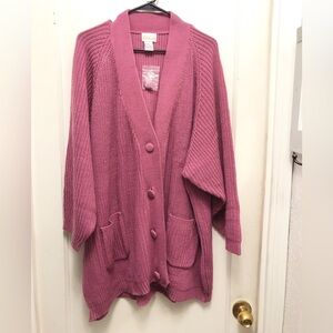 Roaman’s V-Neck Button Down Heavy Cardigan Sweater Size 3 X Color Mauve